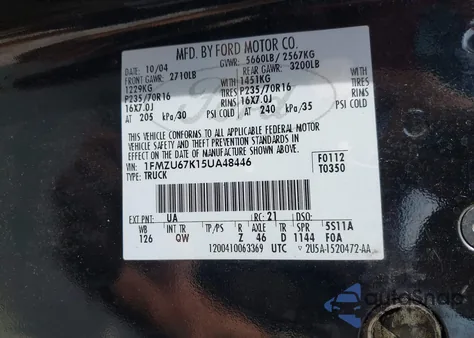 2005 Ford Explorer Sport Trac Adrenalin/Xls/Xlt z USA, uszkodzony, nr VIN 1FMZU67K15UA48446